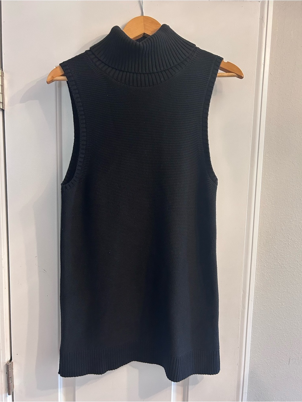 J.Crew Black Sleeveless Turtleneck Ribbed Sweater Tunic Top Size Medium NWT - Picture 5 of 5